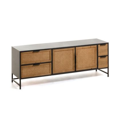 Mueble TV Madera  Hierro  Mimbre Disset, 150cm