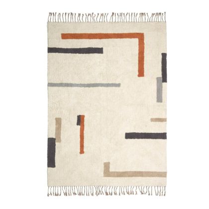 Alfombra Crema Algodón Dibujos Multicolor, 140 Cm