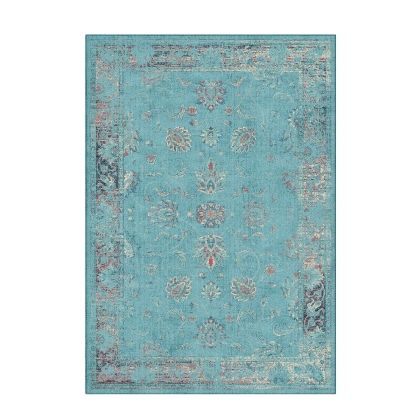 Alfombra Vintage Azul Turquesa Tejido, 200 Cm