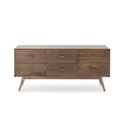 Aparador vintage en madera natural velada.