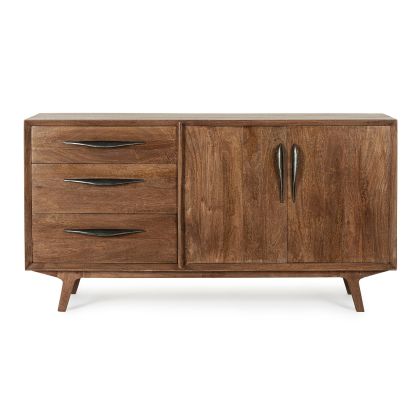 Aparador 2 Puertas 3 Cajones Madera Mango, 152 Cm