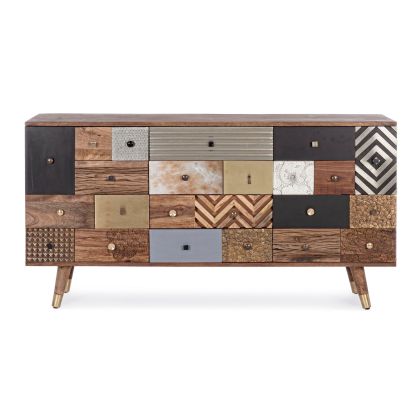 Aparador 2 Puertas 4 Cajones Madera Mango Multicolor, 150 Cm
