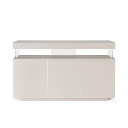 Aparador 3 Puertas Acabado Lacado Gris, 150 Cm