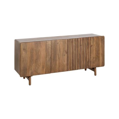 Aparador 3 Puertas Diseño Líneas Madera Mango, 160 X 45 X 73 Cm