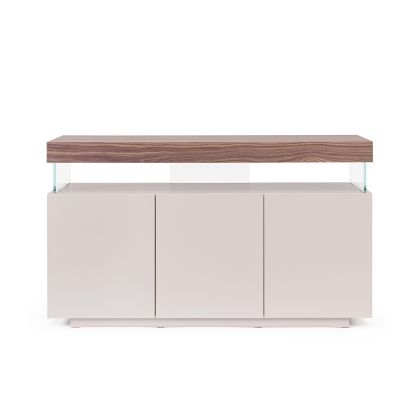 Aparador 3 Puertas Nogal Acabado Lacado Gris, 150 Cm