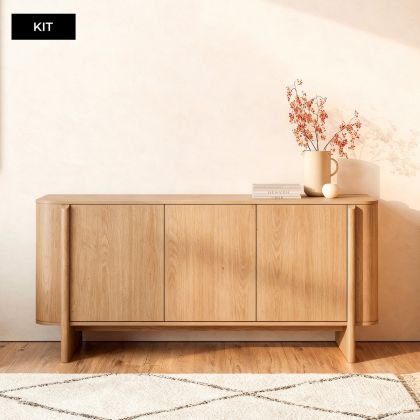 Aparador 3 Puertas SIDNEY Madera Natural, 160 cm