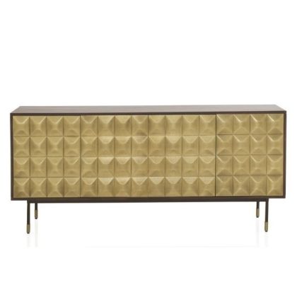 Aparador Art Decó 4 Puertas Frontal Cuadros Dorado, 170 Cm