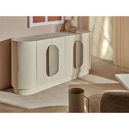 Aparador 4 Puertas Mármol Madera Mango Natural Lavado, 170 Cm