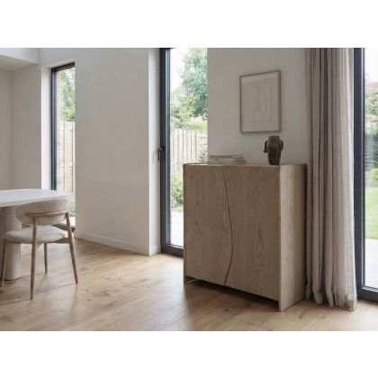 Aparador Alto 2 Puertas Porcelánico Madera Fresno Lavado, 90 Cm
