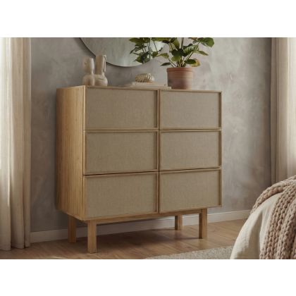 Aparador Alto Tela Gris Madera Roble, 80X40X95 Cm