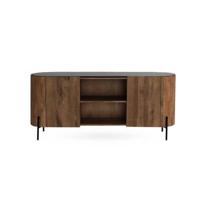 Aparador Elíptico 2 Puertas Madera Mango Patas Metal, 175 Cm