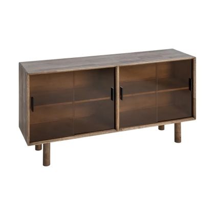 Aparador Cristal Marrón Madera, 160 X 46 X 80 Cm