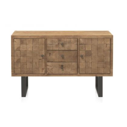 Aparador Bloques Madera Abeto Metal, 122 Cm