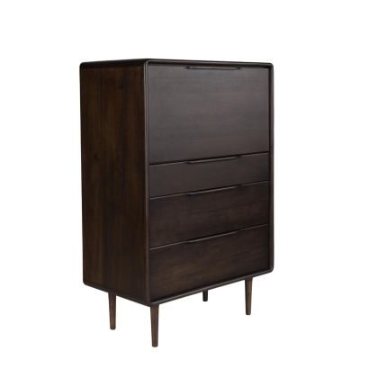 Aparador en madera de acacia marrón oscuro con 4 compartimentos 80 cm