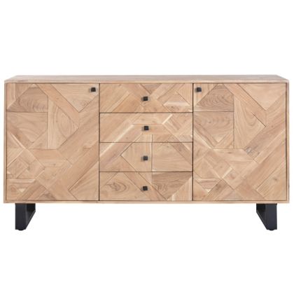 Aparador en madera de acacia natural y metal negro.