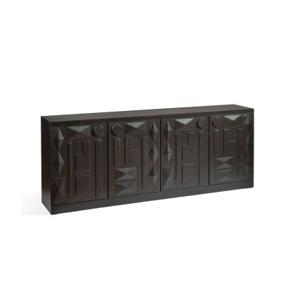 Aparador Madera Marrón Negro Formas Geométricas, 223 cm