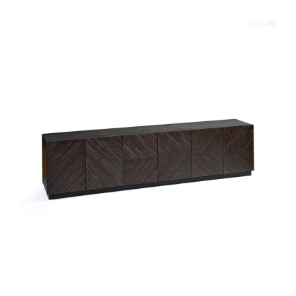 Aparador Madera Marrón Negro Relieve Diagonales, 240 cm