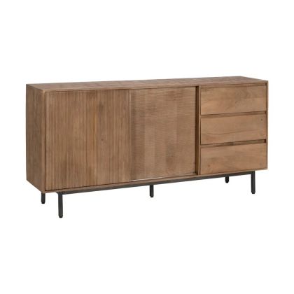 Aparador Puertas Correderas Diseño Persiana 3 Cajones Madera Mango, 180 X 40 X 91 Cm Aparador Puertas Correderas Diseño Persiana 3 Cajones Madera Mango, 180 X 40 X 91 Cm