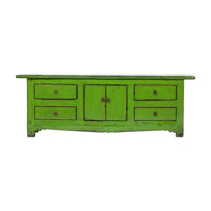 Mueble TV Verde 4 Cajones 2 Puertas Madera Álamo, 160 Cm