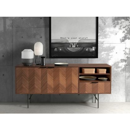 Aparador Buffet Moderno Nogal Metal 180 Cm