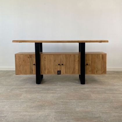 4-Door Natural Acacia Wood Sideboard, 160 Cm