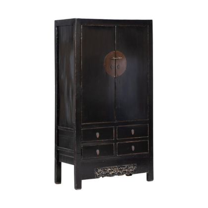 Armario Madera Álamo Negro 2 Puertas 4 Cajones, 104 Cm