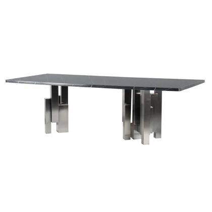Mesa Comedor Estilo Art Decó Aires Modernos Acero Inoxidable/ Mármol Kulwin, 250 Cm