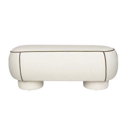 Banco de madera tapizada en tejido blanco 121 cm