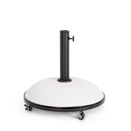 Base Sombrilla Con Ruedas Cemento Acero Blanco 35 Kg