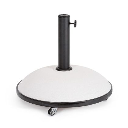 Base Sombrilla Con Ruedas Cemento Acero Blanco 50 Kg