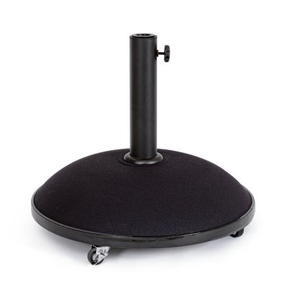Base Sombrilla Con Ruedas Cemento Acero Negro 50 Kg