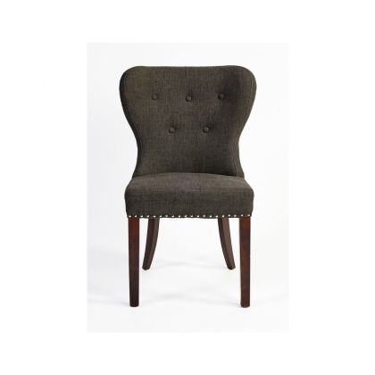 Silla Tejido Gris Con Tachuelas, Salón Louse 58Cm
