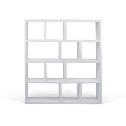 Estantería 4 Estantes Madera Reciclada Hormigón Blanco 159 Cm