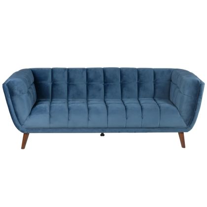 Sofá Beryl 3 Plazas Terciopelo Azul Marino 