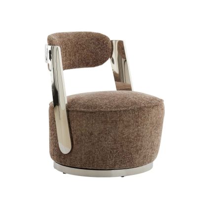 Silla giratoria moderna en metal y asiento tapizado en tejido.