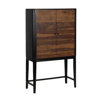Armario nórdico en madera de mango marrón y negro.