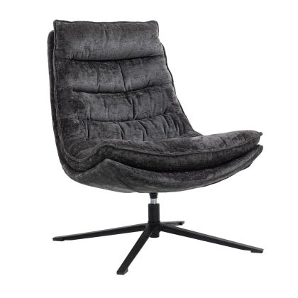 Sillón Giratorio Tela Gris Metal, 74 Cm