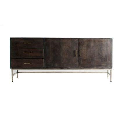 Aparador Buffet  Madera Mango Negro Hierro, 200 Cm