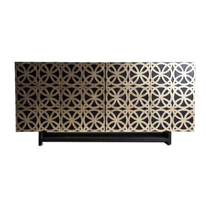Aparador Buffet Art Decó Oro/Negro Madera, 180 Cm