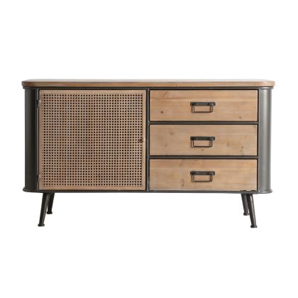 Aparador Industrial Hierro Madera Natural 118 Cm