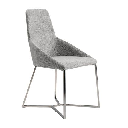 Silla Estilo Italiano Tela Acero Cromado, 50 Cm