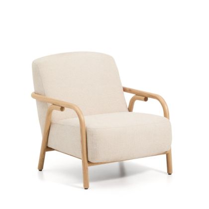 Sillón Chenilla Madera Fresno Natural,  77 Cm