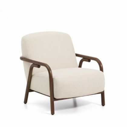 Sillón Chenilla Madera Fresno Color Nogal, 77 Cm