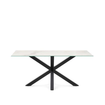 Mesa Porcelánico Blanco Acero Negro