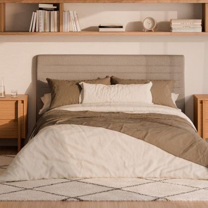 Cabecero tapizado en tejido color taupe 150 cm