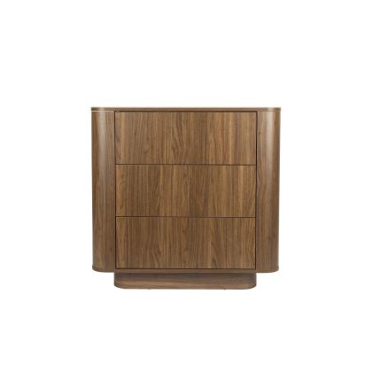Cajonera en madera marrón y sobre en efecto mármol blanco 90 cm