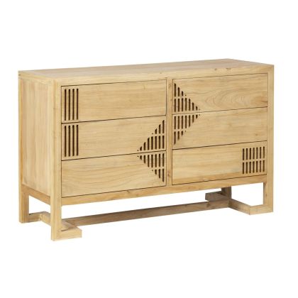 Cajonera Madera Natural 6 Cajones, 120 Cm
