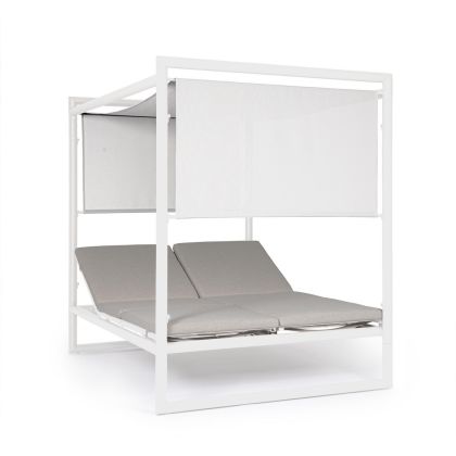 Cama Balinesa Reclinable Aluminio Blanco, 149 Cm