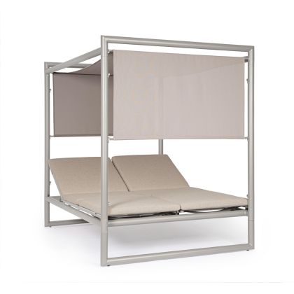 Cama Balinesa Reclinable Aluminio Gris, 149 Cm
