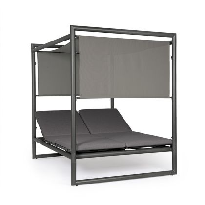 Cama Balinesa Reclinable Aluminio Gris Antracita, 149 Cm